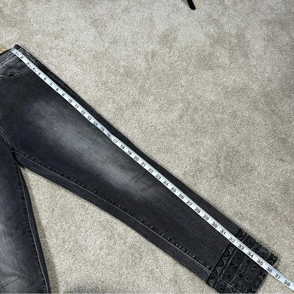 Driftwood Jackie Embroidered Hem Stretch Skinny Jeans Mid Rise in Dark Gray 30 - Picture 16 of 16